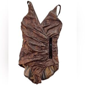 E. Stewart Vintage Ruched One Piece Swimsuit Brown XS/S Fit